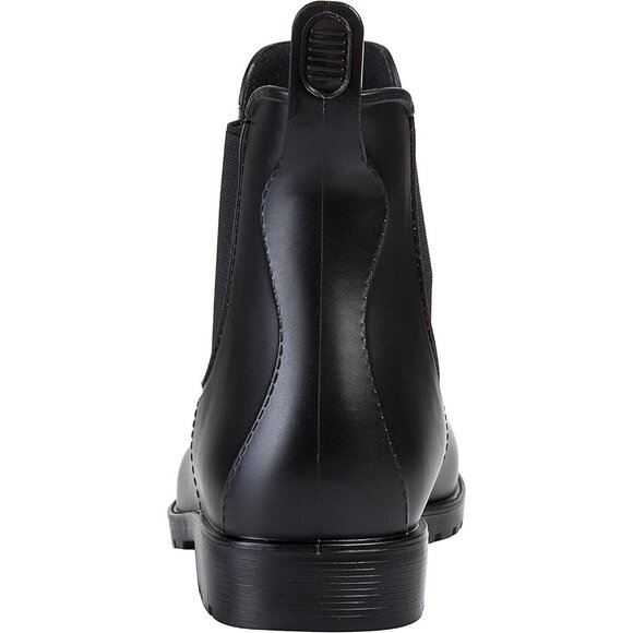 Women's Black Pointed Toe Waterproof Chelsea Double Elastic Ankle Rain Boots - Picture 5 of 7